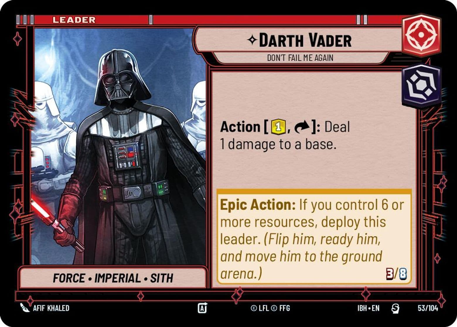 Darth Vader, Don't Fail Me Again, Standard