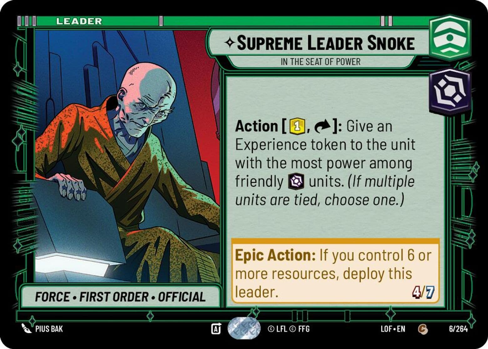 Supreme Leader Snoke, In the Seat of Power, Standard