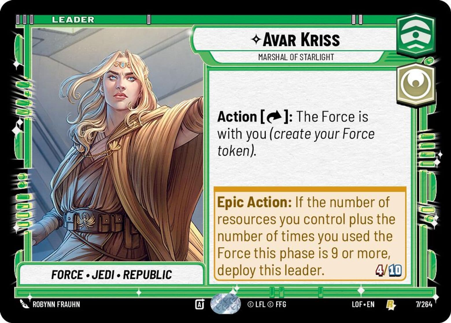 Avar Kriss, Marshal of Starlight, Standard