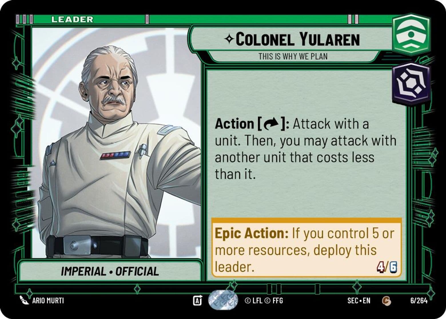 Colonel Yularen, This is Why We Plan, Standard