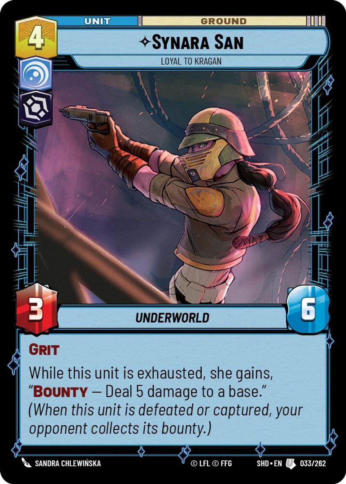 Synara San, Loyal to Kragan, Standard