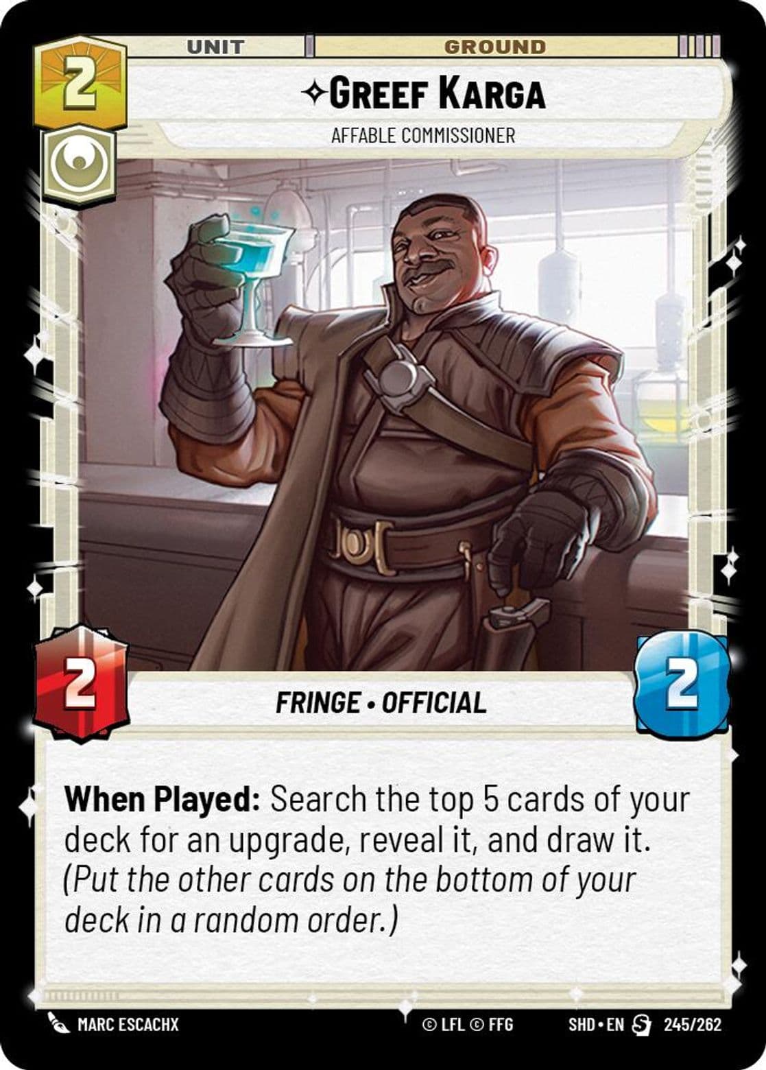 Greef Karga, Affable Commissioner, Standard