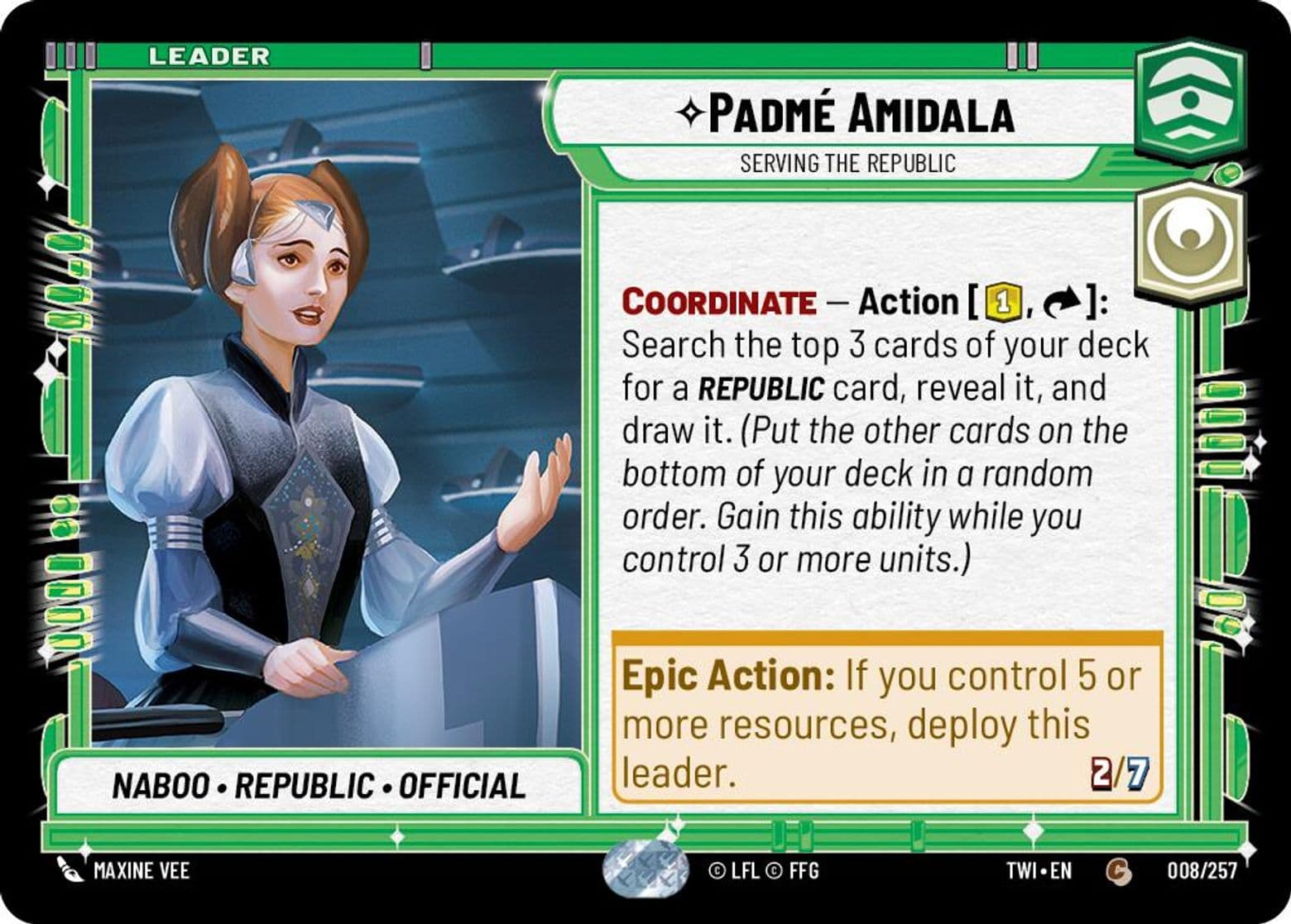 Padmé Amidala, Serving the Republic, Standard