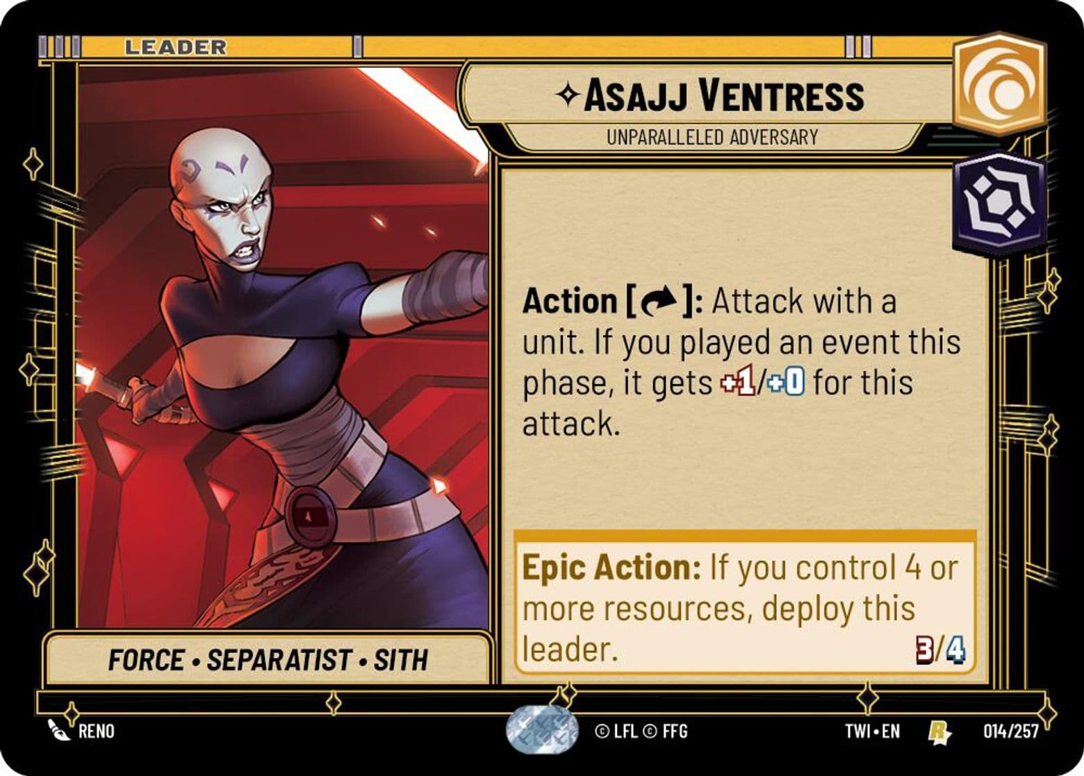 Asajj Ventress, Unparalleled Adversary, Standard