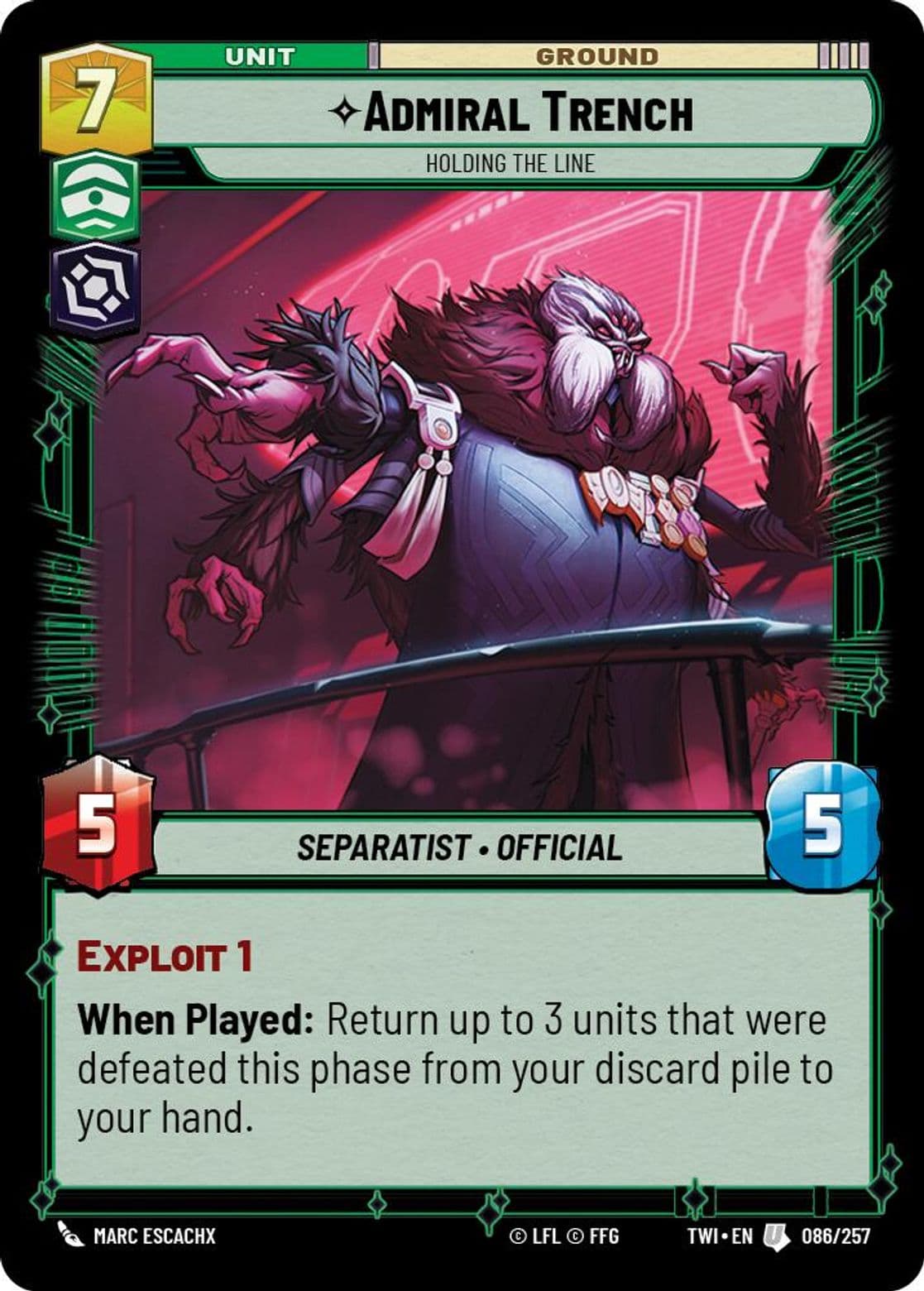 Admiral Trench, Holding the Line, Standard