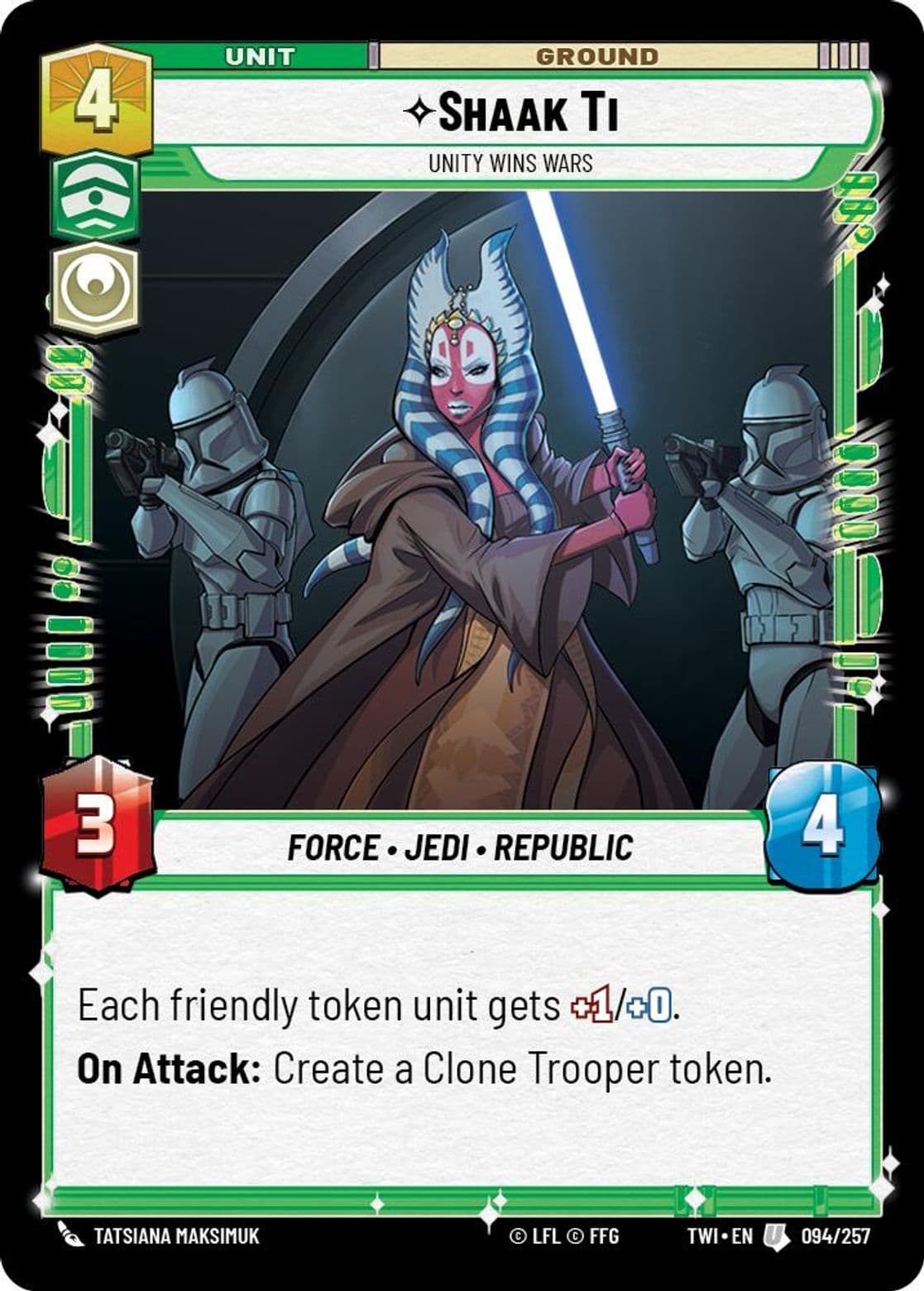 Shaak Ti, Unity Wins Wars, Standard