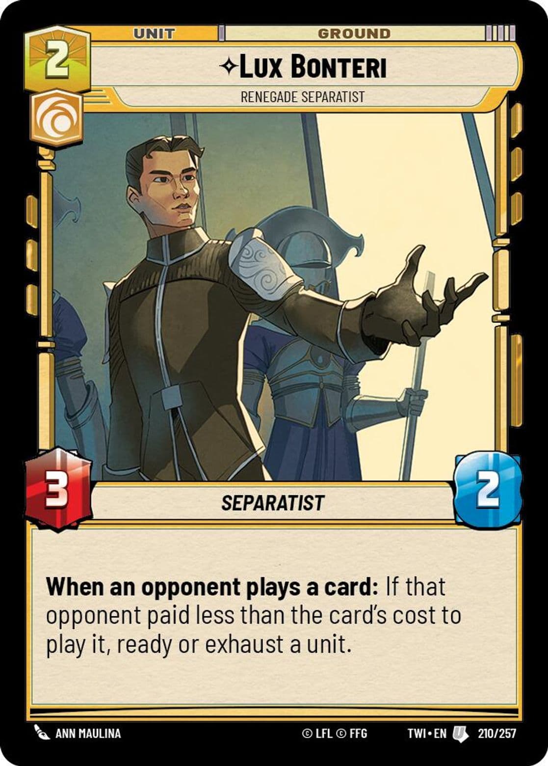 Lux Bonteri, Renegade Separatist, Standard